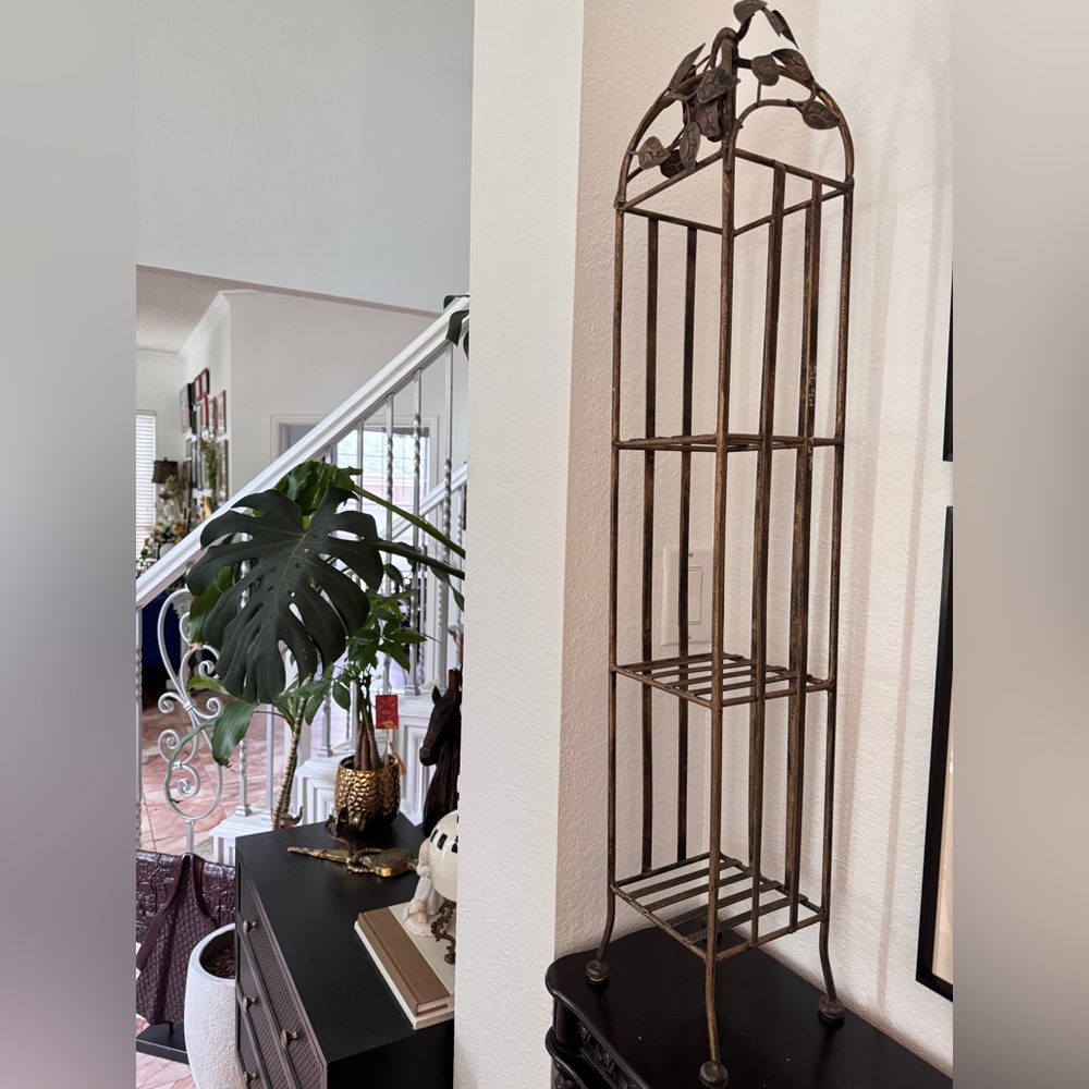 Vintage Brown Gold Metal Folding
Entertainment Center 3 Tier Shelf - Picture 11 of 12